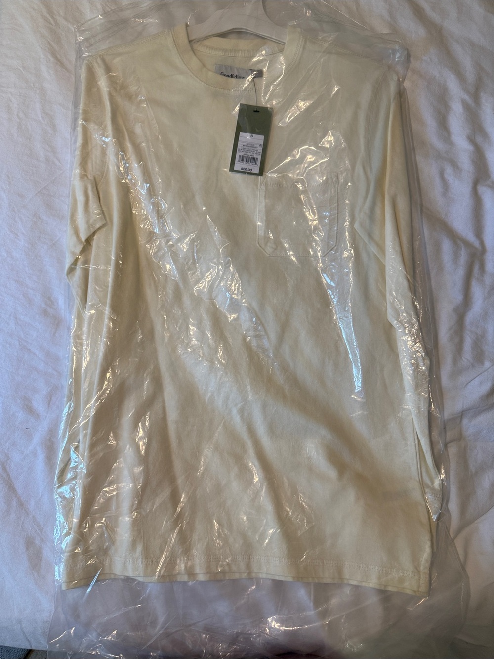 Goodfellow & Co Cream Long Sleeve Tee thick fabric men's Small NWT